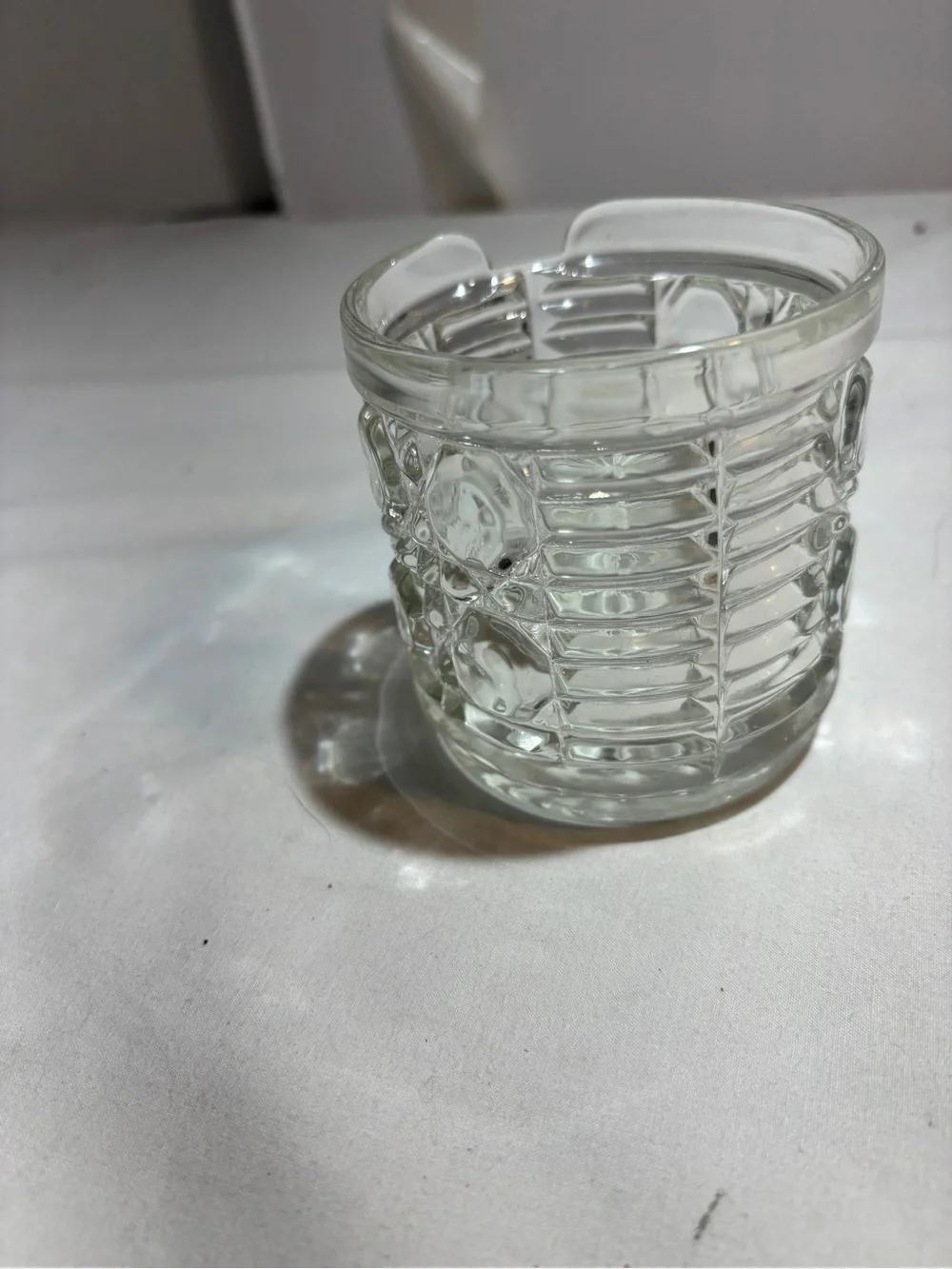 Clear Pressed jelly jar - Textured Pattern